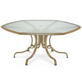 US Made 64" Hexagonal Dining Height Glass Top Table